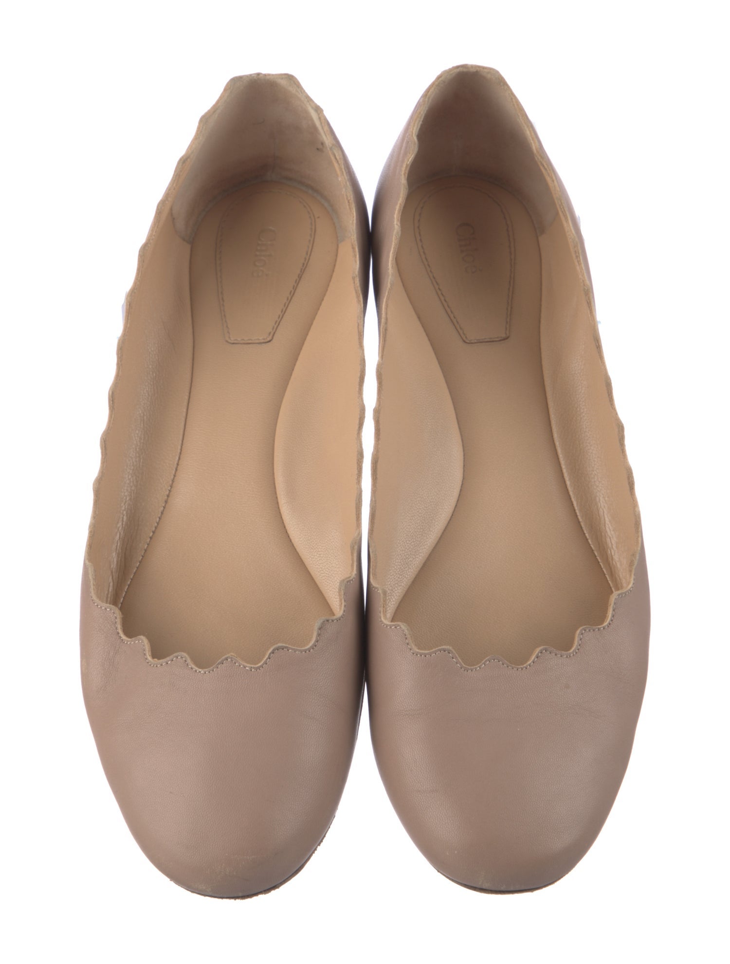Chloé Leather Scalloped Accent Ballet Flats
